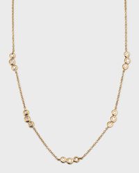 14K Bezel Diamond Trio Segment Necklace, 14-16"L