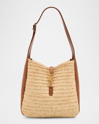 Le 5 A 7 Small Hobo Bag in Raffia and Leather