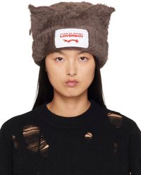 Charles Jeffrey LOVERBOY Brown Fluffy Chunky Ears Beanie