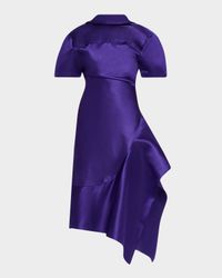 Dahl Reversed Silk Short-Sleeve Midi Dress