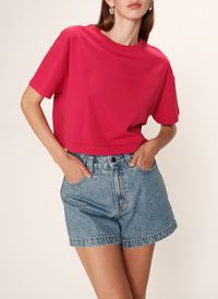 Grace Et Mila - Tee-shirt col rond en coton - Taille L - Rouge