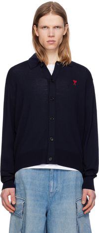 AMI Paris Navy Ami de Coeur Cardigan