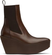Rick Owens Brown Hollywood Sliver Platform Beatles Chelsea Boots