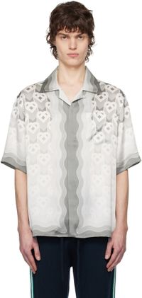 Casablanca Gray Gradient Heart Monogram Silk Shirt