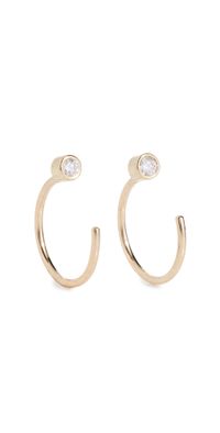 Zoe Chicco 14k Gold Diamond Reverse Huggie Hoop Earrings Yellow Gold One Size