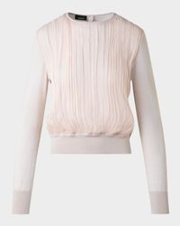 Crinkle Silk Chiffon Knit Sweater