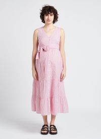 Seraphine - Robe de grossesse droite Col V en coton rayé - Taille 14 - Rouge