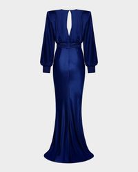 Betsy Satin Long-Sleeve Gown