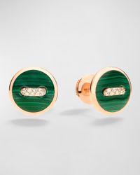 18K Rose Gold Dot Malachite Earrings