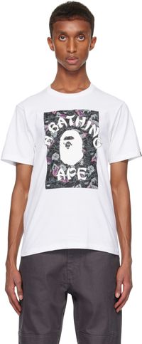 BAPE White & Black Japanese Tattoo Camo On College T-shirt