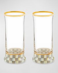 Sterling Check Highball Glass, Set of 2
