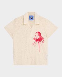 Men's Lace Girl Painting Camp Shirt