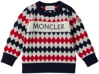 Moncler Enfant Baby Navy & Red Argyle Sweater