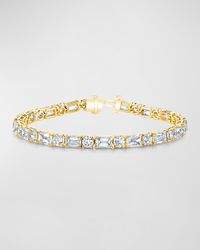 18K Gold East-West Alternating Prong-Set Diamond Bracelet, 7.00tcw, 7"L