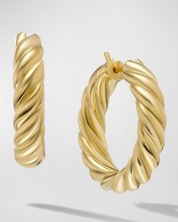Sculpted Cable Hoop Earrings in 18K Gold, 5.5mm, 1"L