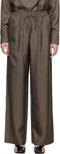 Róhe Taupe Relaxed Silk Trousers