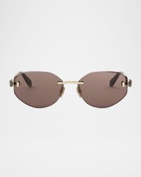 Serpenti Forever Rimless Oval Metal Sunglasses
