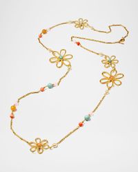Hippie Flower & Bead Long Necklace