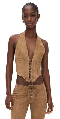Miaou Lace Up Mara Corset Tan XL