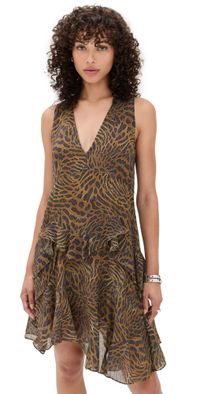 IRO Cillian Dress Multico Leopared Ochre 32