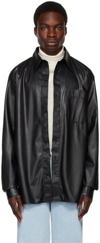 LU’U DAN Chemise surdimensionnée noire en cuir synthétique