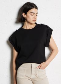 Vila - Tee-shirt droit en fibres recyclées mélangées - Taille L - Noir