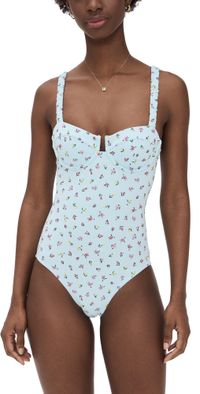 Solid & Striped The Verona One Piece Embroidered Floral Sky XS