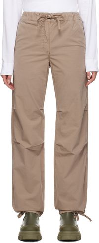 GANNI Pantalon beige à cordons coulissants