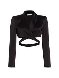 Women's Leone Satin Wraparound Blazer - Black - Size Large