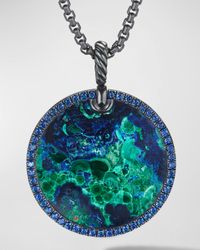 DY Elements Reversible Pendant with Gemstones in Blackened Silver, 32mm