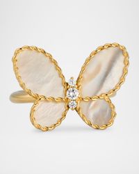 18K Yellow Gold Jasmine Diamond and MOP Butterfly Ring
