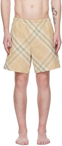Burberry Beige Check Swim Shorts