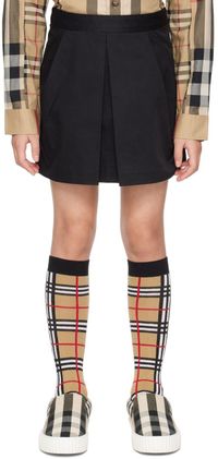 Burberry Kids Black Pleated Skirt