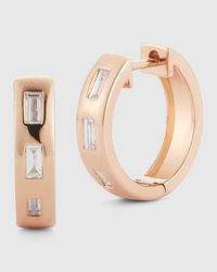 Ottoline Rose Gold Huggie Earrings with Gypsy-Set Baguette Diamonds