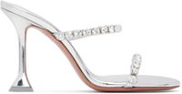 Amina Muaddi Silver Gigi Slipper 95 Heeled Sandals