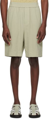 AMI Paris Green Elasticized Waist Shorts