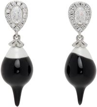 Ottolinger SSENSE Exclusive Silver & Black Pearl Drop Earrings