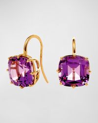 18K Gold Cushion Drop Earrings