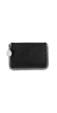 Stella McCartney Falabella Flat Card Holder Eco Shaggy Deer with Ruthenium Chain Black One Size