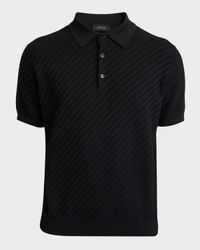 Men's Basketweave Stitch Polo Sweater