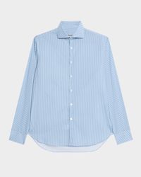 Men's Cotton and Lyocell Micro-Geometric Sport Shirt