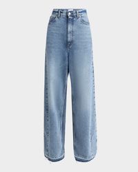 Two Tonal Paneled Wide Leg Jeans