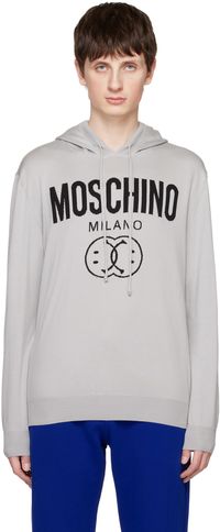 Moschino Gray Double Smiley Hoodie