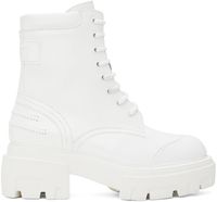 MSGM White Lace-Up Boots