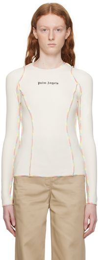 Palm Angels Off-White Rainbow Stitching Long Sleeve T-Shirt