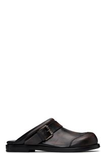 Acne Studios Brown & Black Leather Buckle Mules