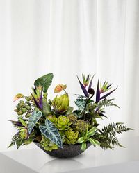 Mixed Tropical 32" Faux Floral Arrangement in Terracotta Bowl