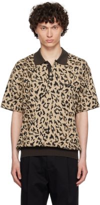 WACKO MARIA Beige Jacquard Knit Polo