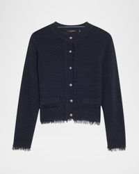 Taza Pointelle-Knit Fringed Sweater
