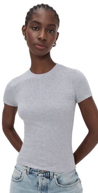 FRAME The Rib Baby Tee Heather Grey L